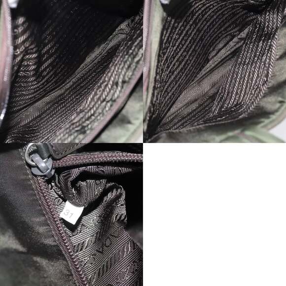 PRADA Hand Bag Nylon Khaki Silver - Picture 13 of 13